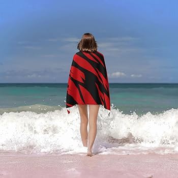Amazon.com: LMNSWDA Tiger Stripes red and Black Beach Towels